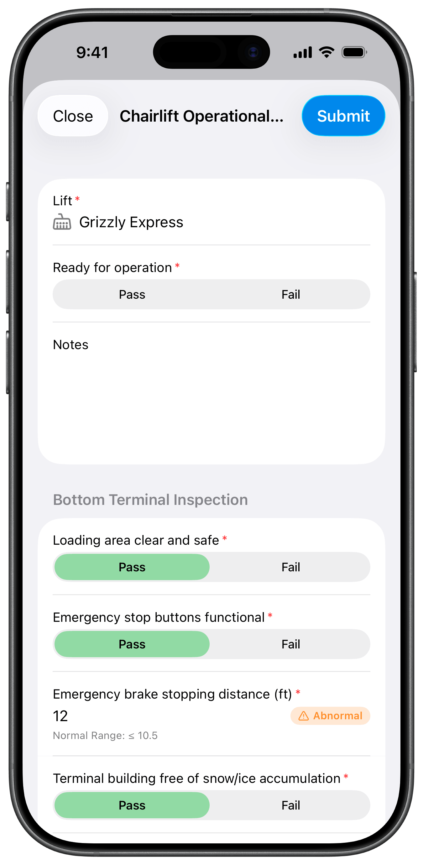 Filling a logbook entry on MtnManager iPhone app